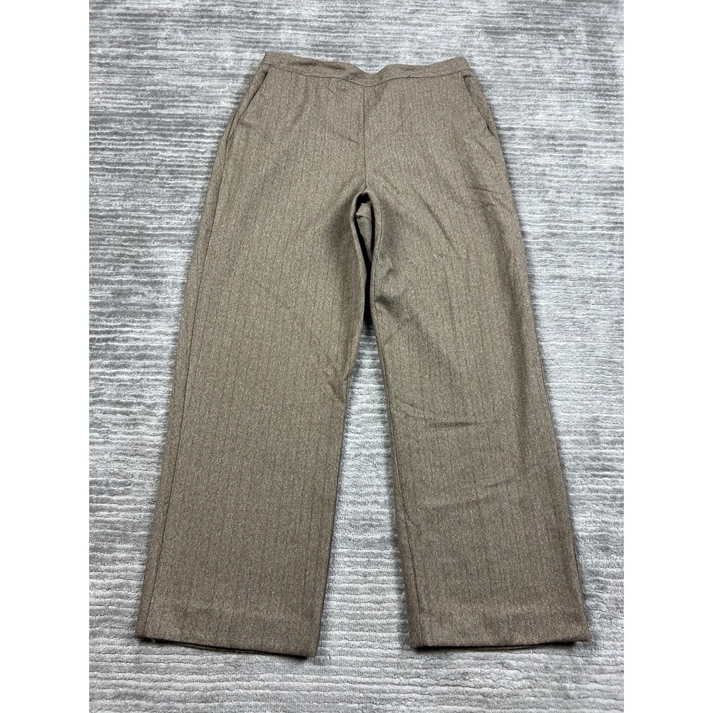 Alfred Dunner Pants Womens 12 Brown Polyester Blend Pull On Elastic Waist
